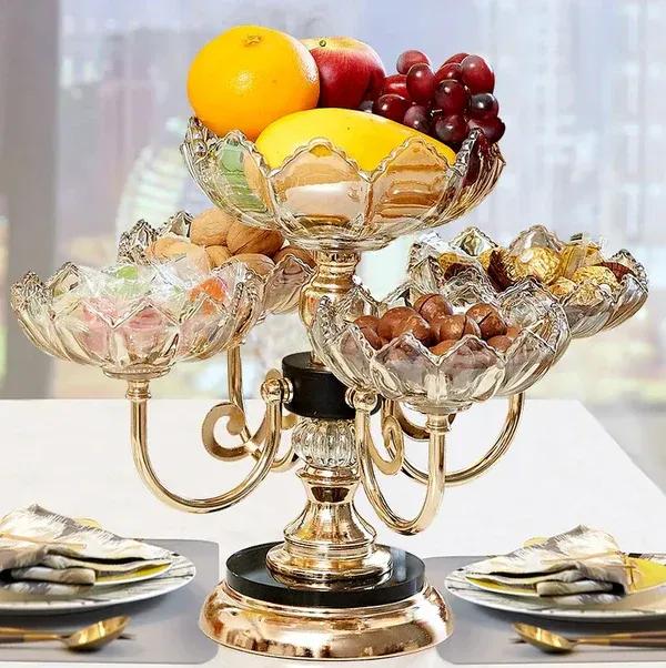 Elegant Golden Decorative Tray - Unique Design (1 Pc)